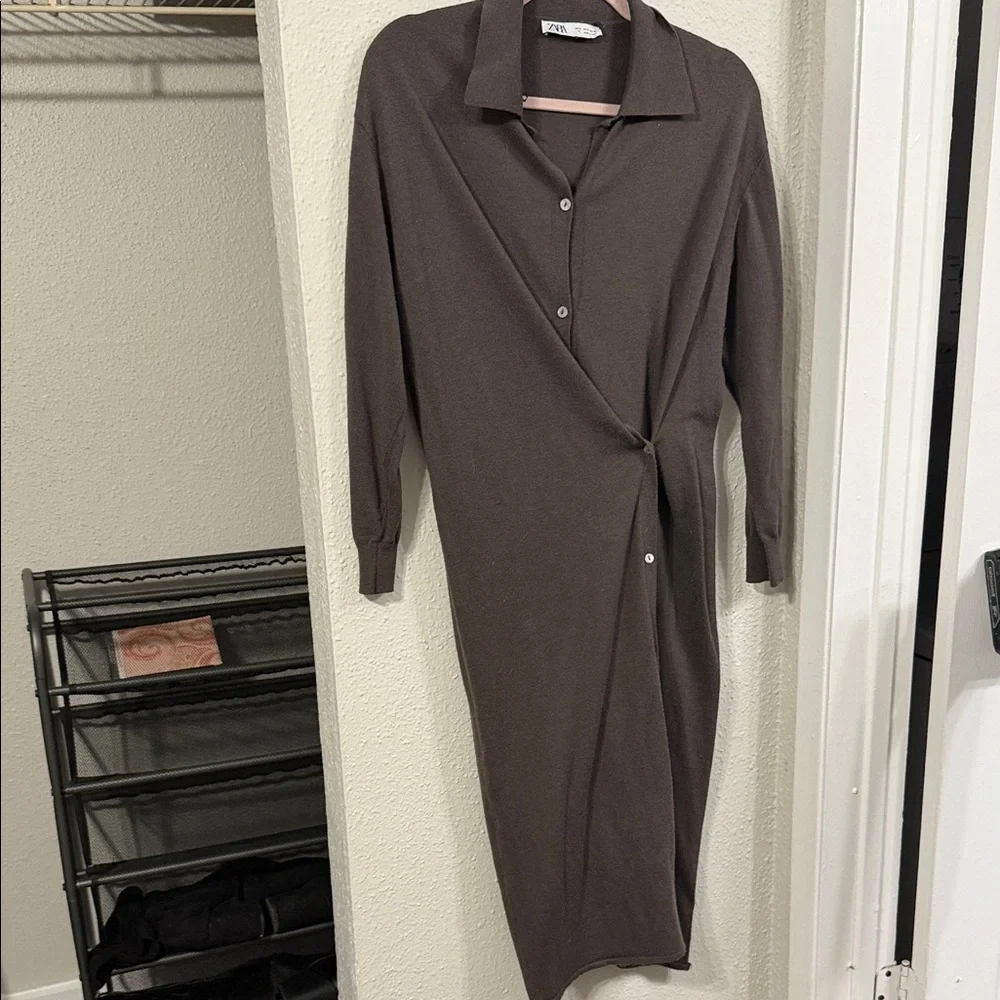 Zara Dark Brown Long Sleeve Dress - Picture 4 of 6